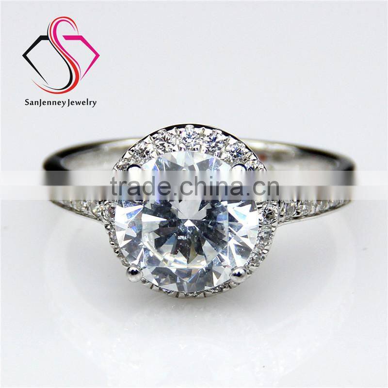 Round Brilliant Cut Moissanite 3CT 9.0mm Center 14k 18k White Yellow Gold Halo Diamond Engagement Ring