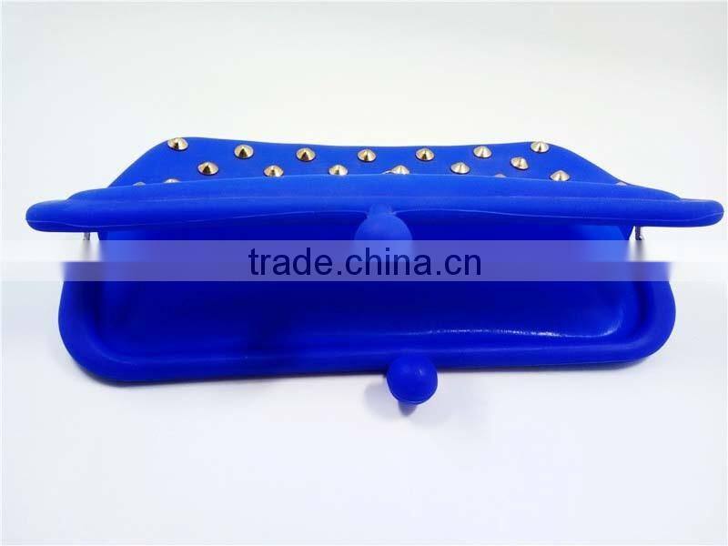 Metal Decor Navy Blue Wallet Photos Durable Retro Coin Purse Silicone Long Purse