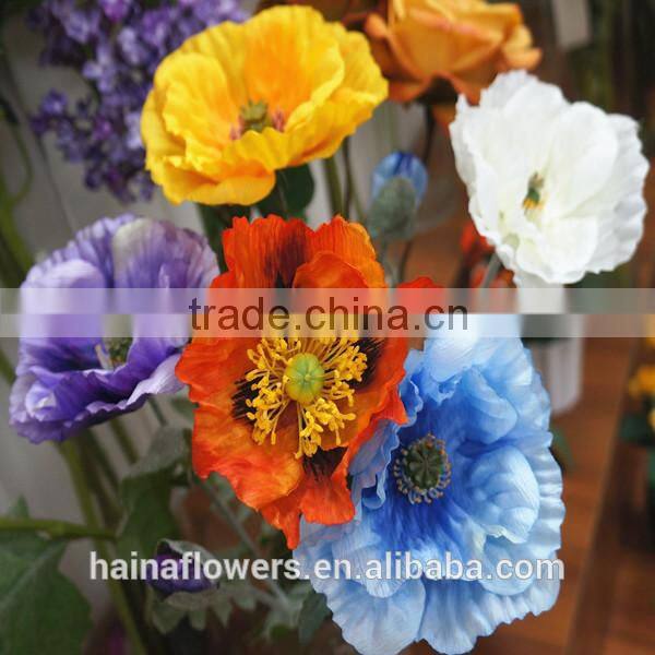 Red color decoration artificial poppy flower wholesale