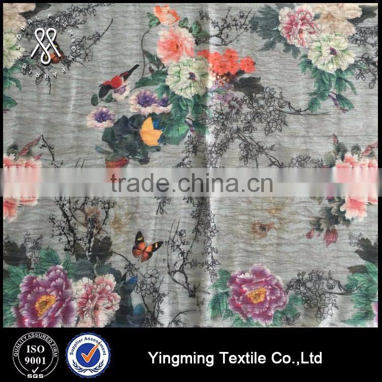 Wholesale 3 layers polyester spun yarn fabric, for fashion garments,shirt,dress