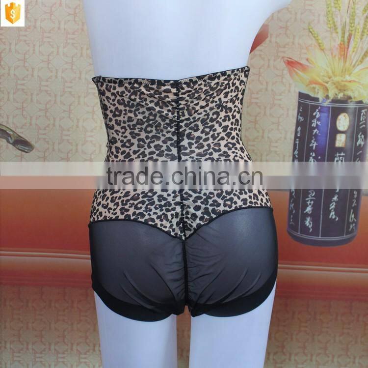 Leopard print high waist shaper,mature sexy mesh shaperwear transparent