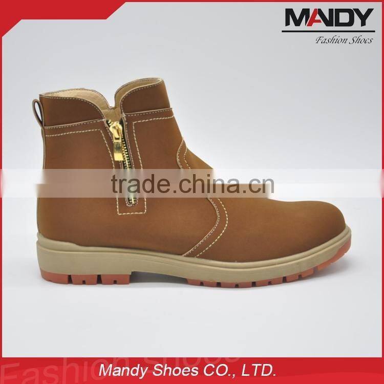 2016 Latest fashion high no lace work boots made in china