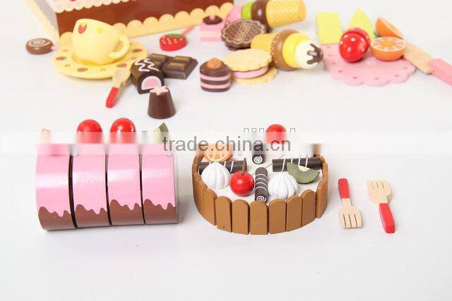 Wooden toy chocolate cake set ,wooden kitchen sets toy for kids