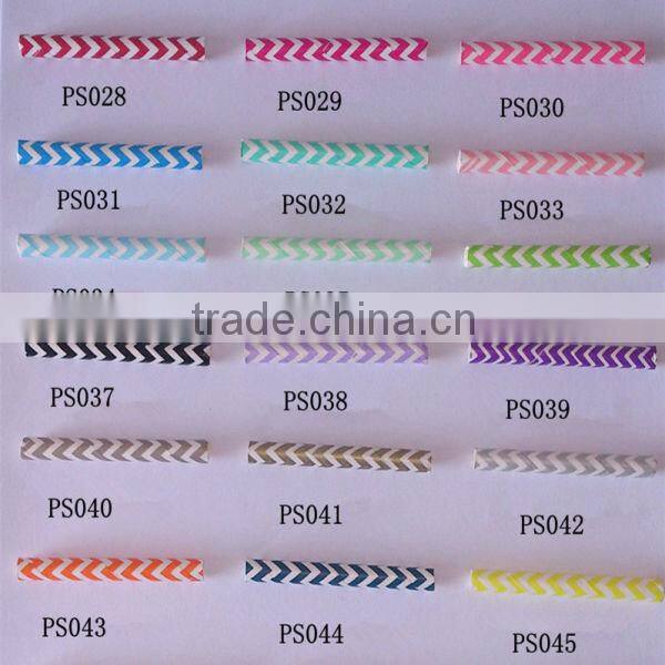 Blue Chevron Disposable Tableware Paper Plate Paper Cup Paper Straw Wooden Cutlery