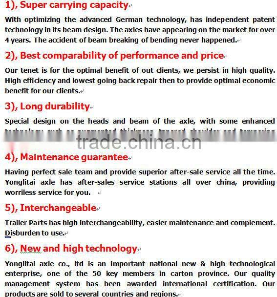 type trailer axle and boogie