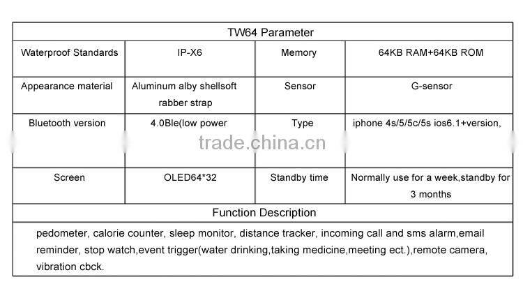 Smart bracelet tw64,smart sports bracelet bluetooth with manual