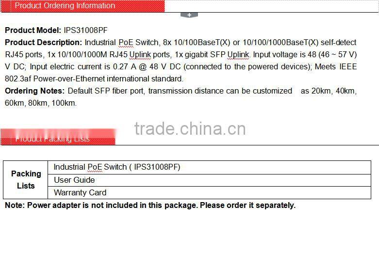 1000M Base-FX and 10/1000M Base-TX industrial Ethernet Switch POE switch