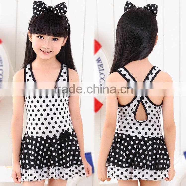 Lovely Girl Dot Print One Piece Kids Swimwear