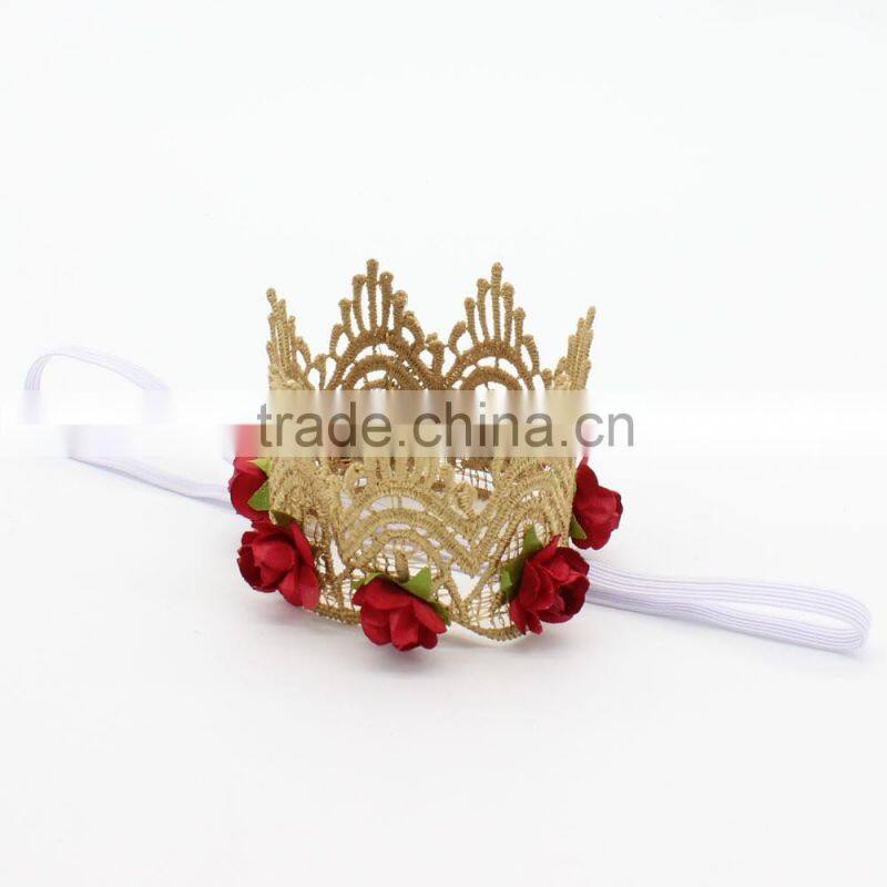 Hot-sales kids large crown Headband colorful crown flower headband wh-1795