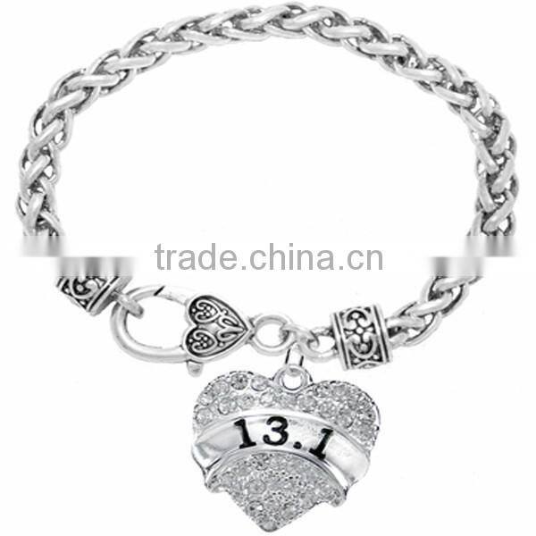 Genuine Austrian Clear Crystal KAPPA ALPHA THETA RITY Charm Chain Link Bracelet