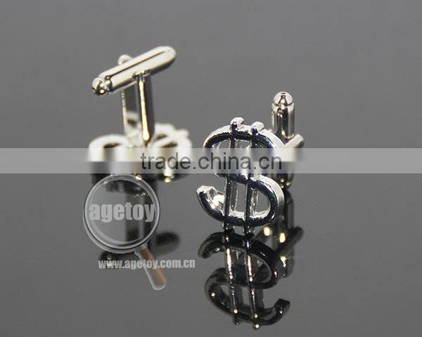 Hollow Out Dollar Sign Shaped Souvenir Zinc Alloy Metal Engrave Financial Cufflink For Mens Shirts