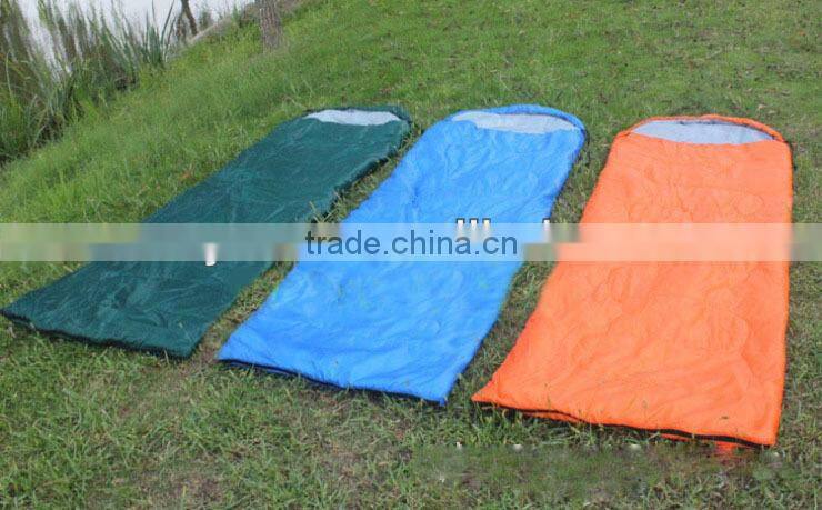 Outdoor envelop sleeping bag with cap