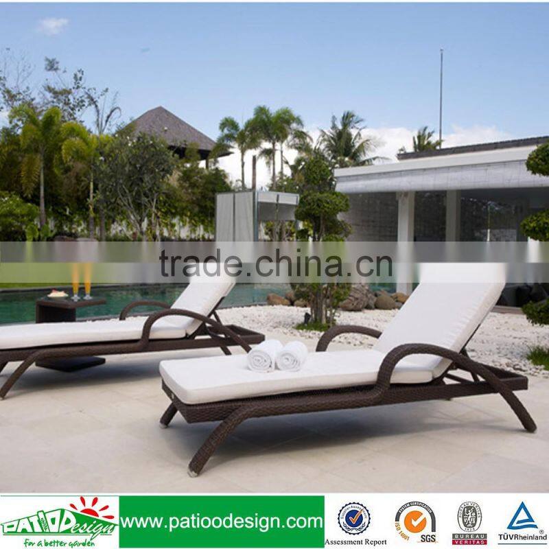 Outdoor Brown PE Rattan Wicker Furniture Patio Chaise Lounger