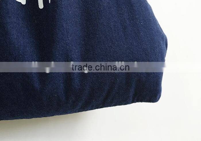 factory wholesale cotton denim shopping bag with customized logo