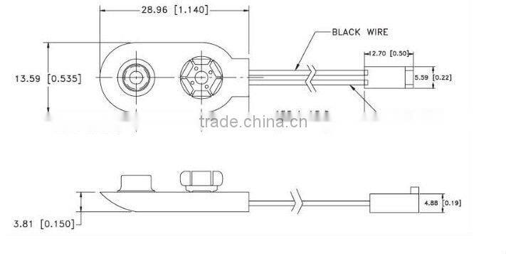 Sample free battery snap connector with 15cm wire 9v battery snap BS-T4