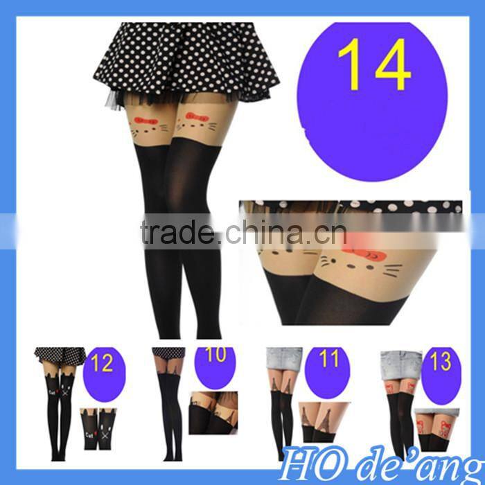 Hogift 2016 hot selling Japanese Harajuku stitching stockings pantyhose girls Tattoo stockings