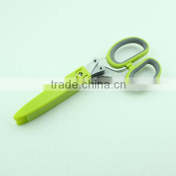 Stainless Steel 5 blades Herb Shears With Cleaning Comb Cover