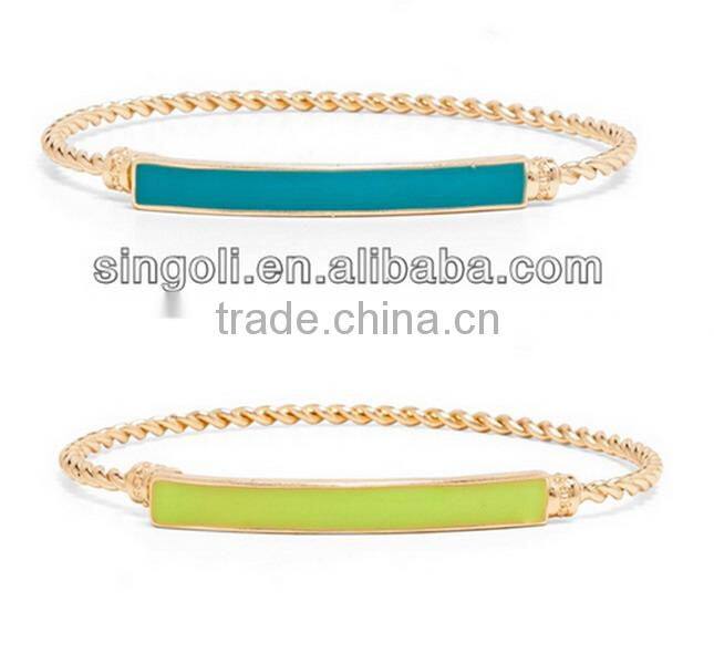 Tuquoise candy color fancy items fried dough twist enamel tab bracelets