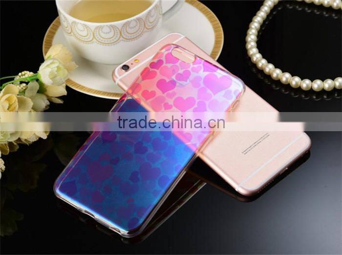 heart design fashion soft ultra thin tpu blue light case for iphone 6s 4.7