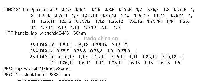 110PC METRIC SIZE TAP & DIE SET(M2-M18)