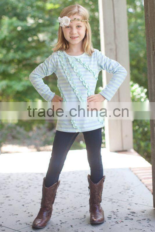 2015 new style boutique solid aqua triple ruffles girl shorts MS0101