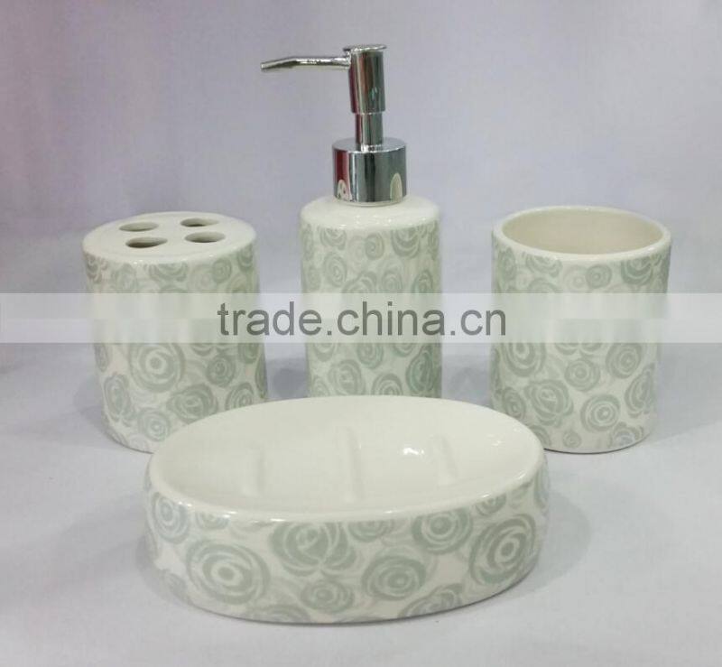 Grey blooming Flower design ceramic 6pcs bath bathroom set