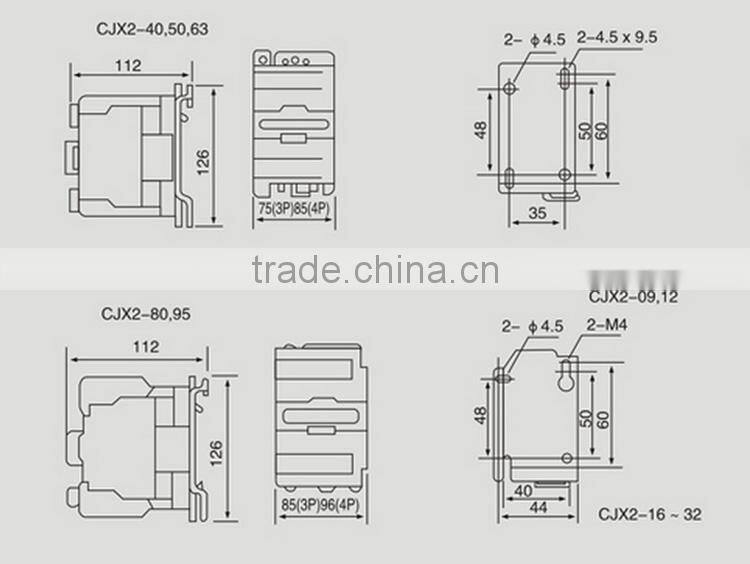 CJX2-1210 12A 3P NO NC AC contactor