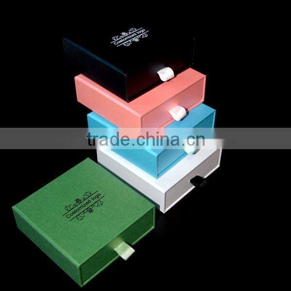 Fashion customized cardboard matte black gift jewelry box