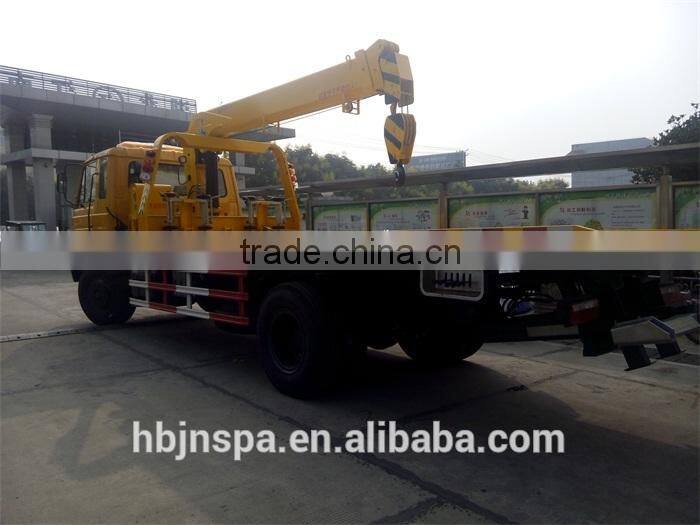 right hand drive yellow color Flatbed Wrecker truck With Crane 5ton
