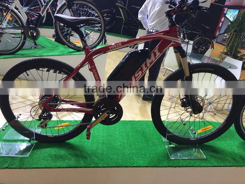 carbon fibre frame samsung battery electric MTB bike with shiman 24speed