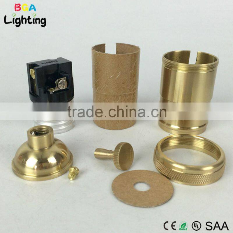 CE E27 Brass metal pendant lamp socket with switch