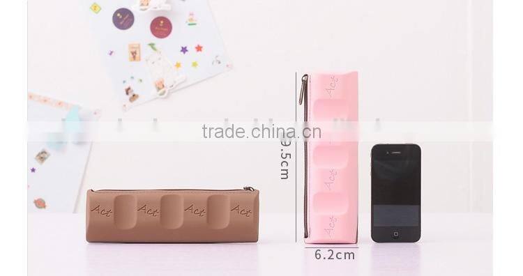 Hot Sales Fashion Chocolate Silicone Rubber Pencil Case
