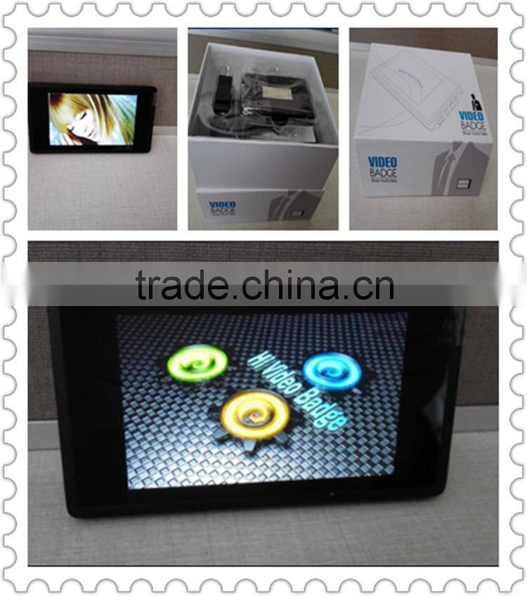 OLED video name badge with 3 inch dispaly screen/ portable TFT Magnetic name tag /Li-battery/OLED video name badge