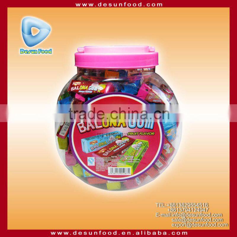 Fruit flavor 3pcs in one packet lala bubble gum in jar