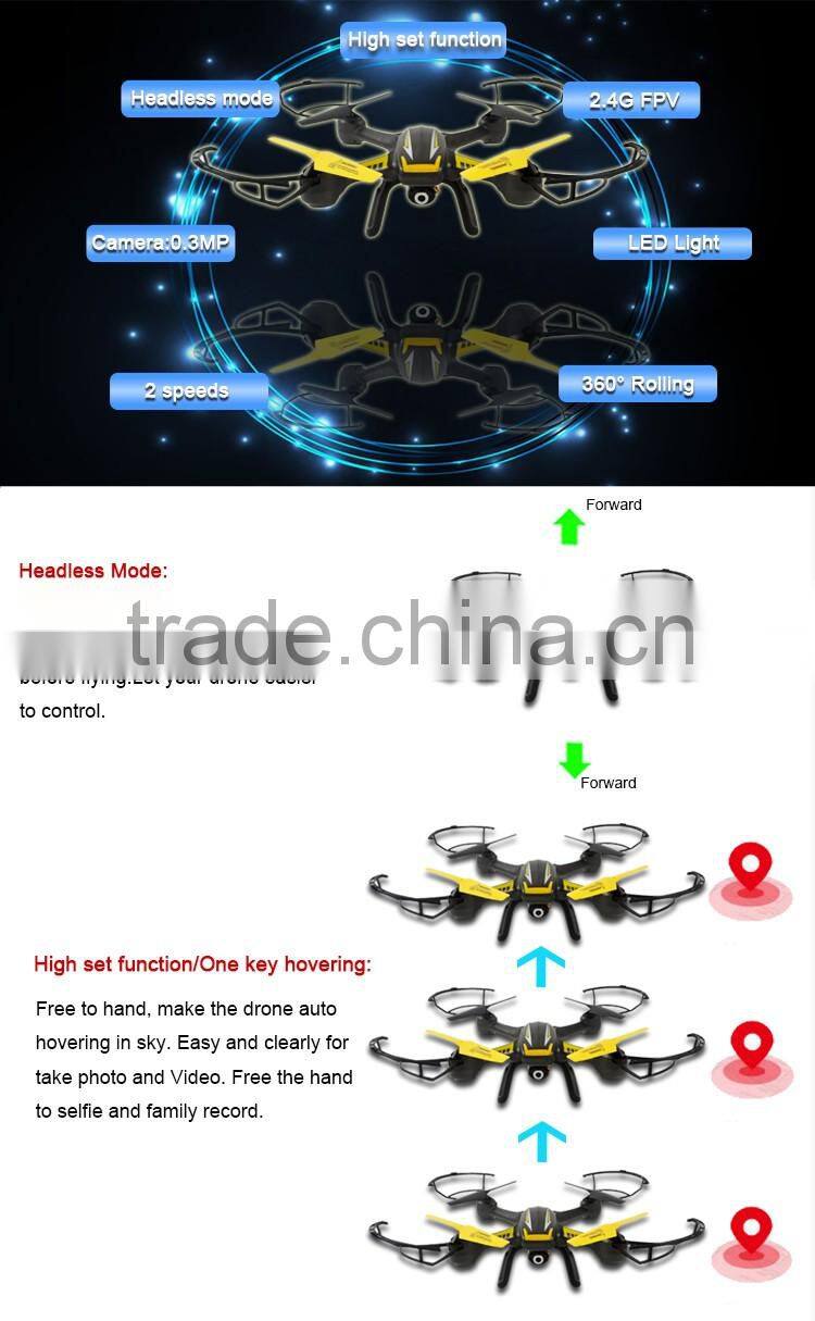 Mobile phone control 2.4G racing quadcopter fpv, fpv racing drone with camera and high set function