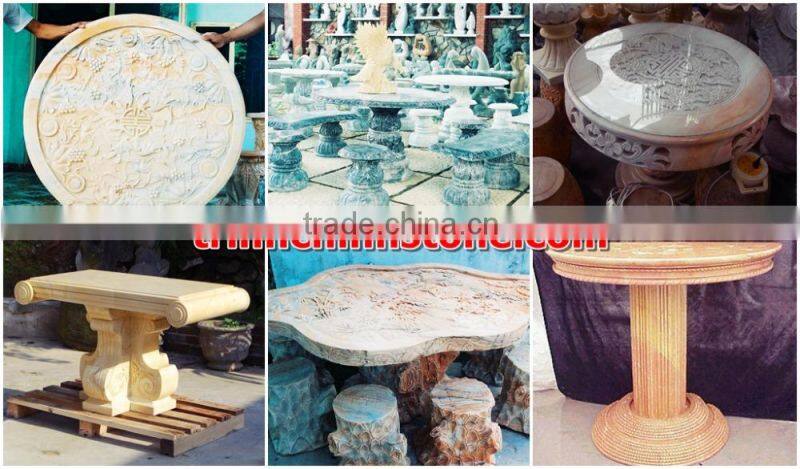 Marble dining table hand sculpture stone for home garden hotel restaurant