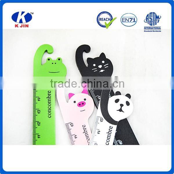 Promotion cheap 15cm cute wood printing ruler with custom for school