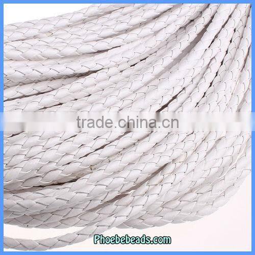 Wholesale 5mm Fluorescent White Waxed Leather Cords For Jewelry DIY 100 Metres/ Bundle PULC-F504