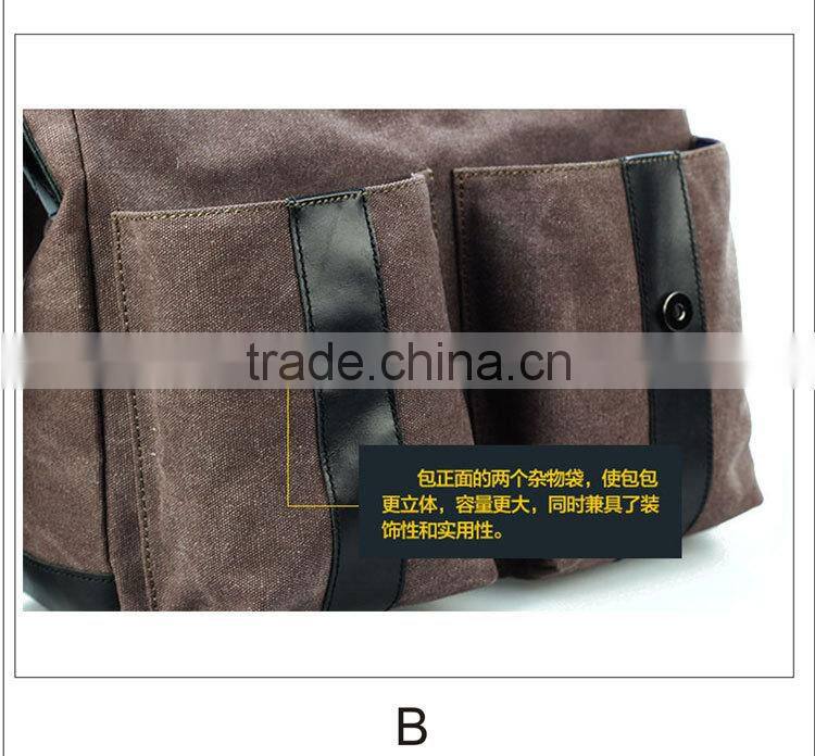 2015 Men's Vintage Canvas Leather School Military Shoulder Bag Messenger Travel Bag
