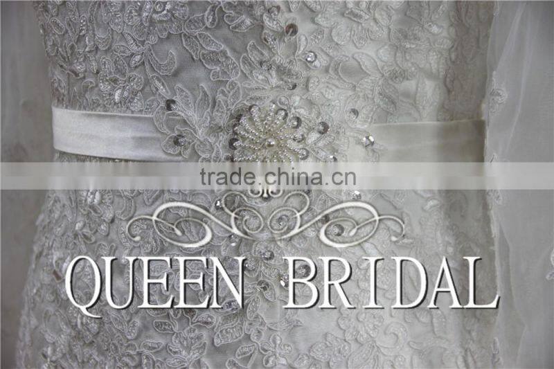 Real Sample Appliqued Lace Long Sleeve Mermaid Islamic Wedding Dress Patterns