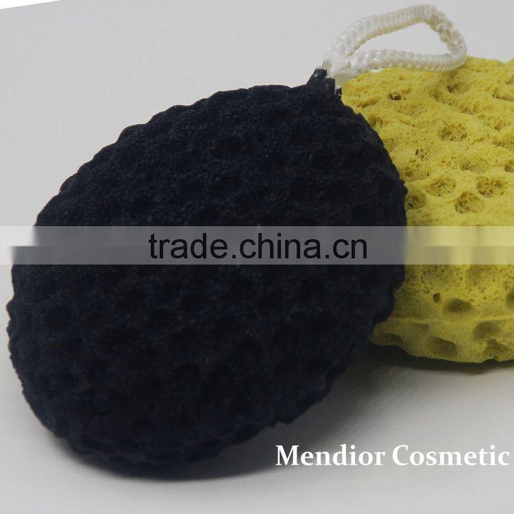 Mendior bamboo charcoal sponge black bath sponge with rope OEM/Wholesale