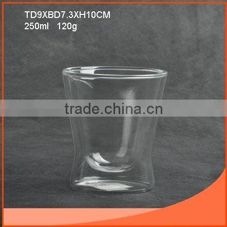 250ml double wall glass cup with high quality