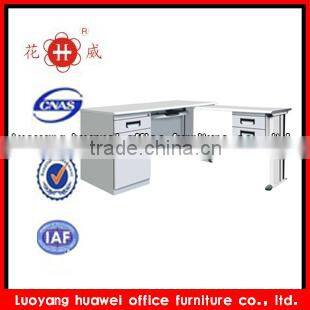 HOT SALE stainless vertical steel corner computer desk for 2 person