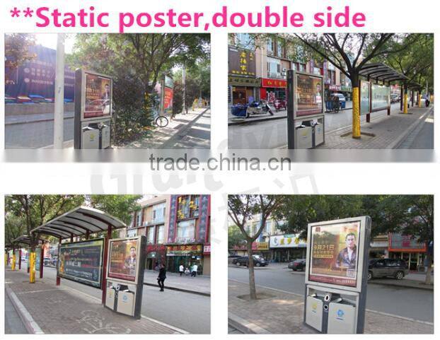 Waterproof street side advertising led light box with trash bin