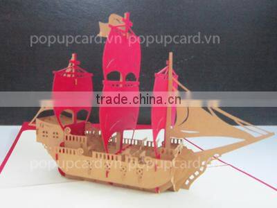 Red Boat 3d pop up greeting card