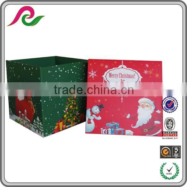 Folding coated paper gift box with handle for packing Christmas gift