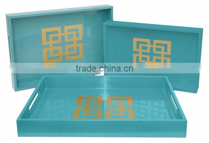 High quality Garden Lattice Rectangular lacquer serving tray table