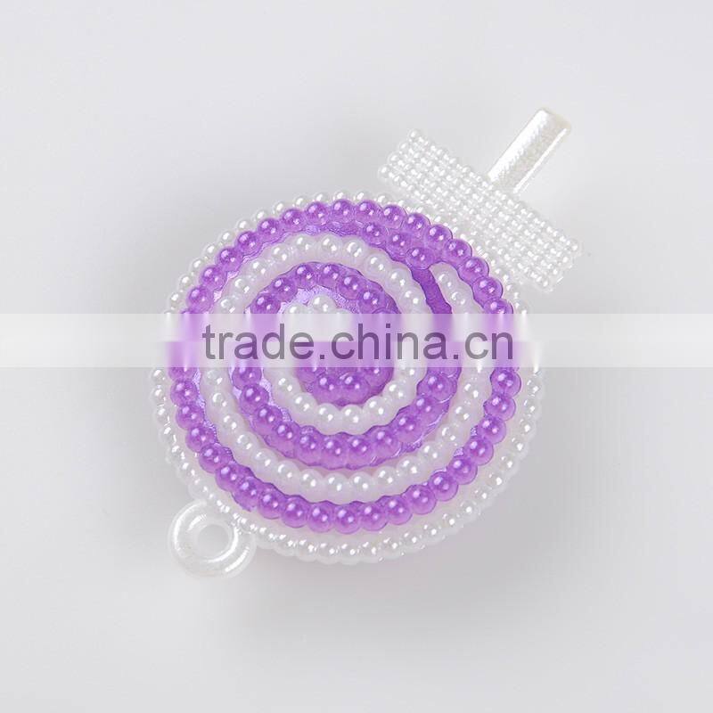 Hot trendy cute white purple bead made lolly shape brooches for kids