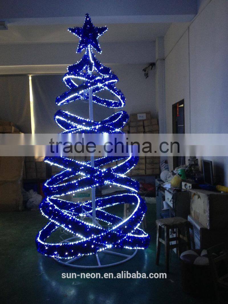 Outdoor Christmas Decoration Blue Led Light /giant Chrismtas Tree Spiral with Star on Top