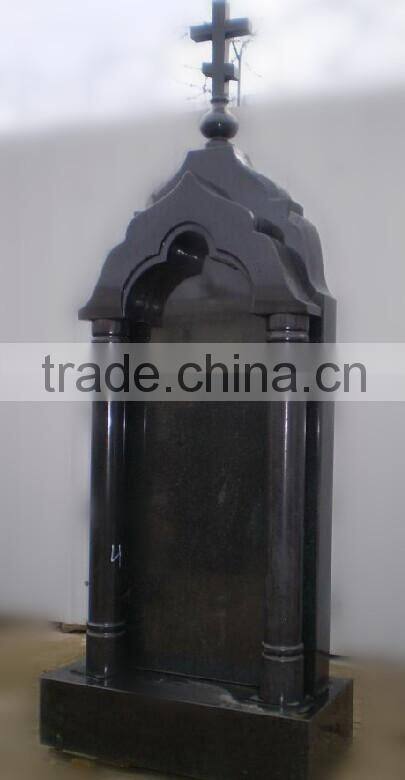 European style classical black granite tombstone